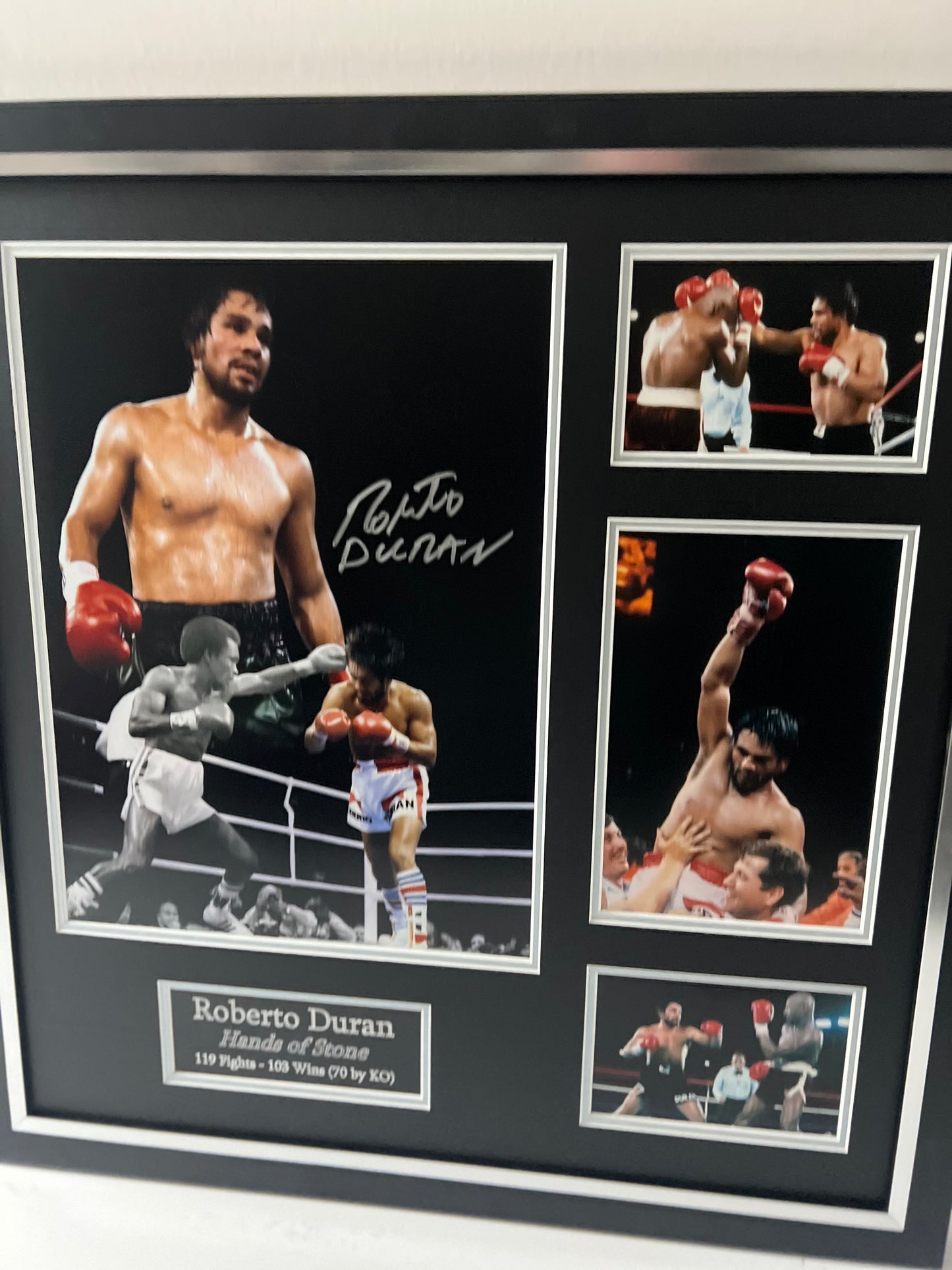 Roberto Durán World Champion Boxer Signed & Framed Photo Display + Cert