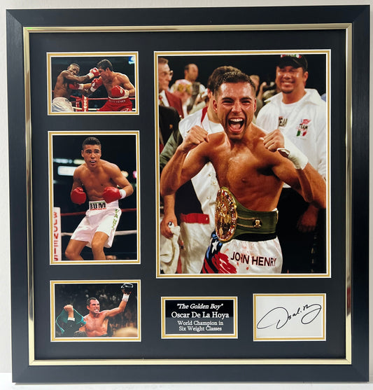Oscar De La Hoya - World Boxing Champion in Six Weight Classes Signed & Framed Display + Cert