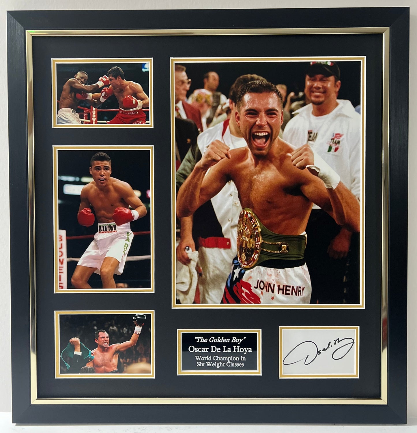 Oscar De La Hoya - World Boxing Champion in Six Weight Classes Signed & Framed Display + Cert