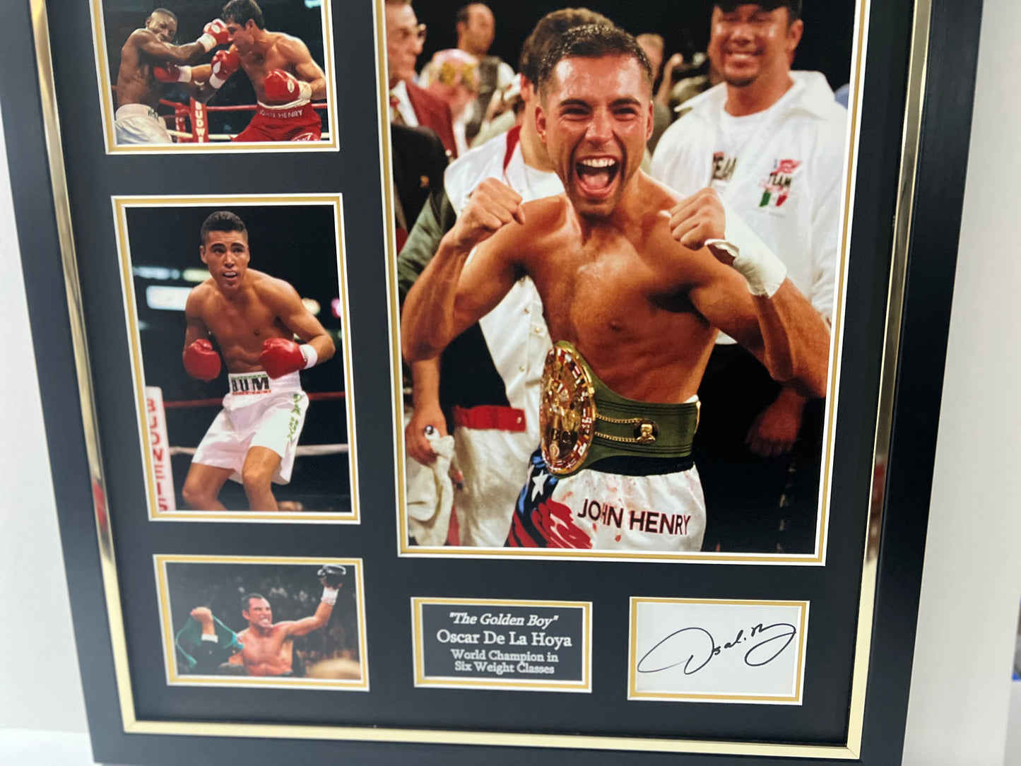Oscar De La Hoya - World Boxing Champion in Six Weight Classes Signed & Framed Display + Cert