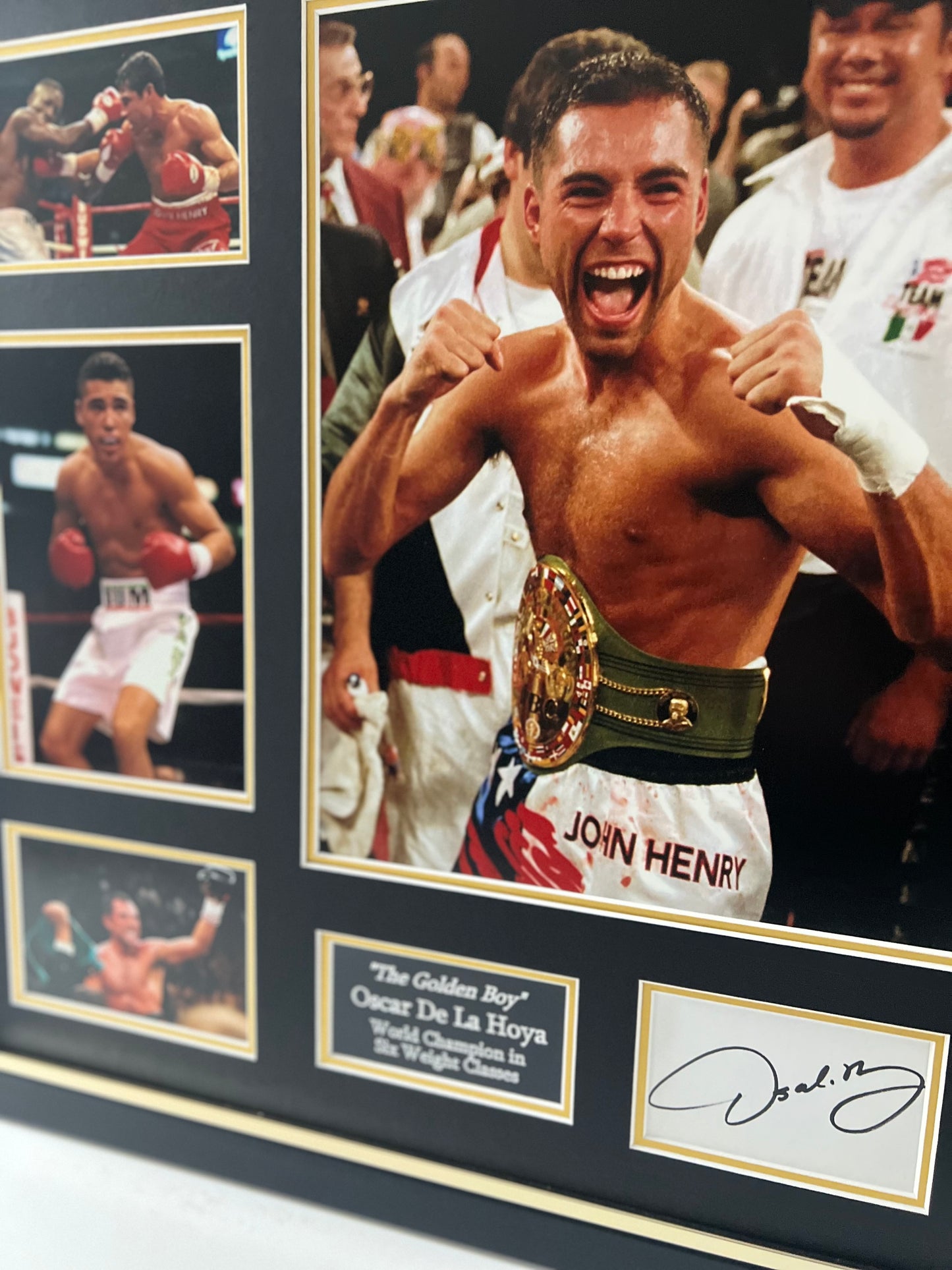 Oscar De La Hoya - World Boxing Champion in Six Weight Classes Signed & Framed Display + Cert