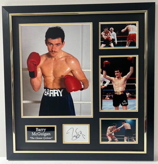 Barry McGuigan Lineal Featherweight Boxing Champion Signed & Framed Display + Cert