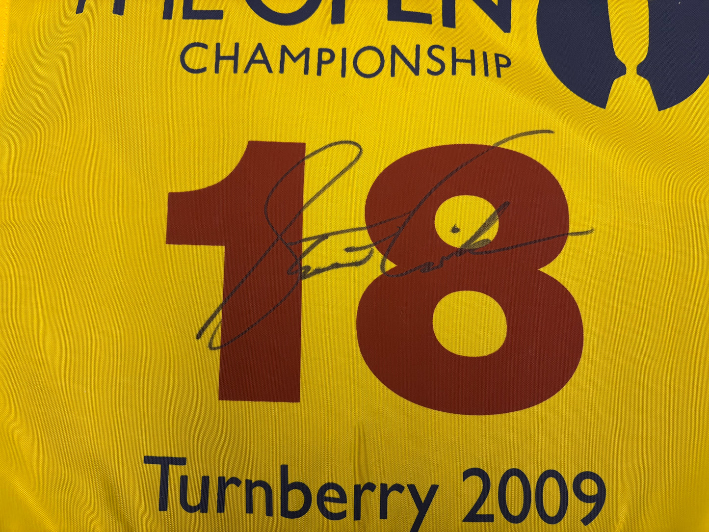 Stewart Cink Winner Signed 2009 Open at Turnberry Golf Flag + Dealer COA