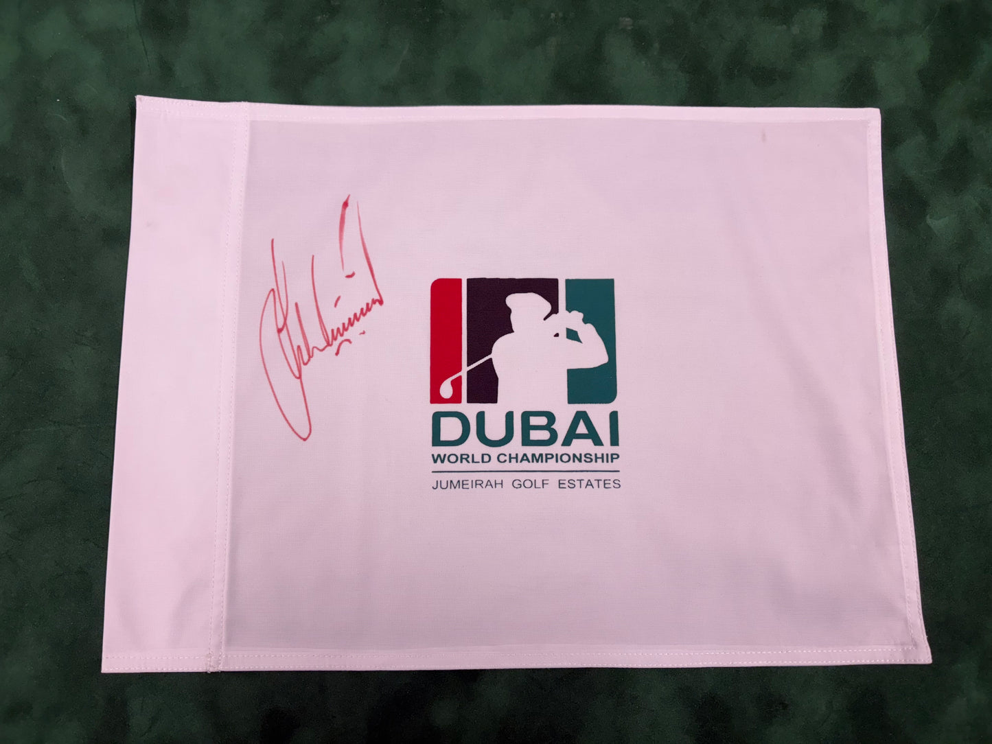 Lee Westwood Signed Dubai World Championship Golf Pin Flag + Cert