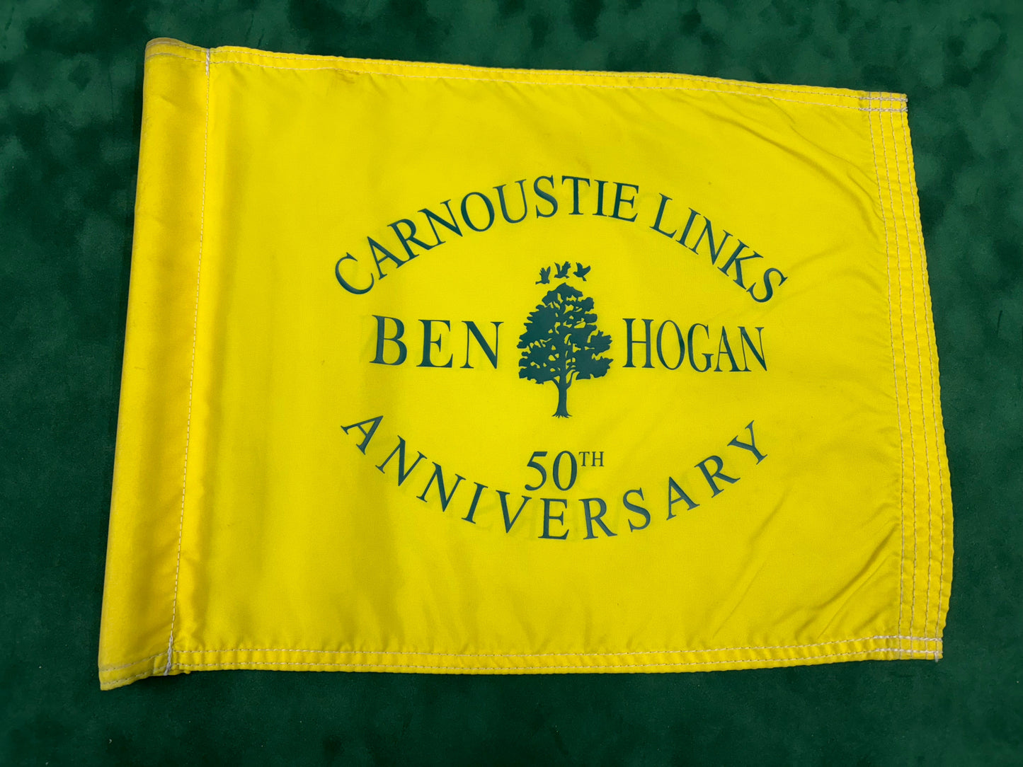 RARE Carnoustie Links Ben Hogan 50th Anniversary Course Used Yellow Golf Flag