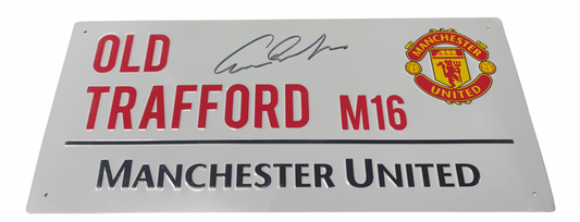 Eric Cantona Signed Manchester United FC Street Sign with COA