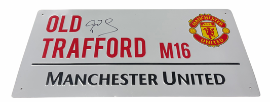 Peter Schmeichel Signed Manchester United FC (Old Trafford) Street Sign with COA