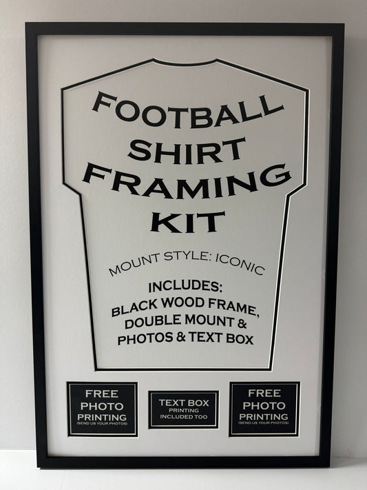 Football Shirt DIY Framing Kit 'Iconic' inc Dbl Mount, Text Box & Photos