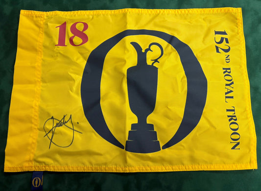 152nd Open at Royal Troon Golf Flag Signed by Winner Xander Schauffele + Dealer COA