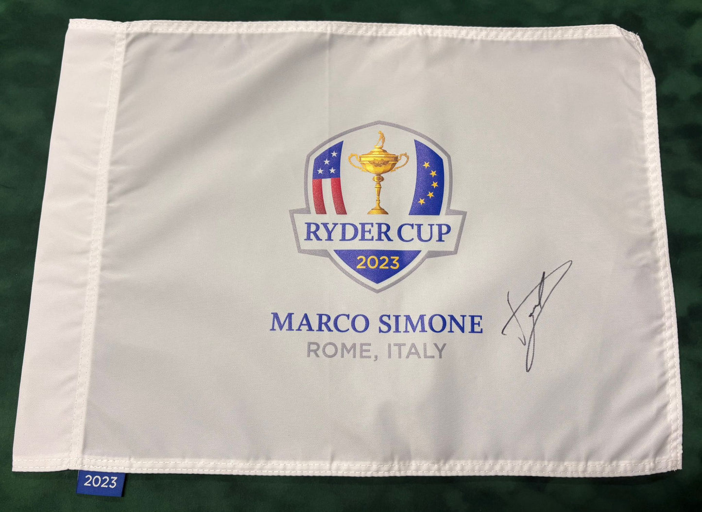 Luke Donald 2023 Ryder Cup Winning Captain Signed Marco Simone Golf Flag + COA