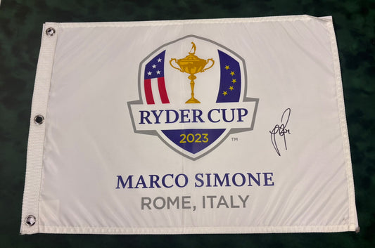 Justin Rose 5x Ryder Cup Champion Signed 2023 Marco Simone Golf Flag + Cert