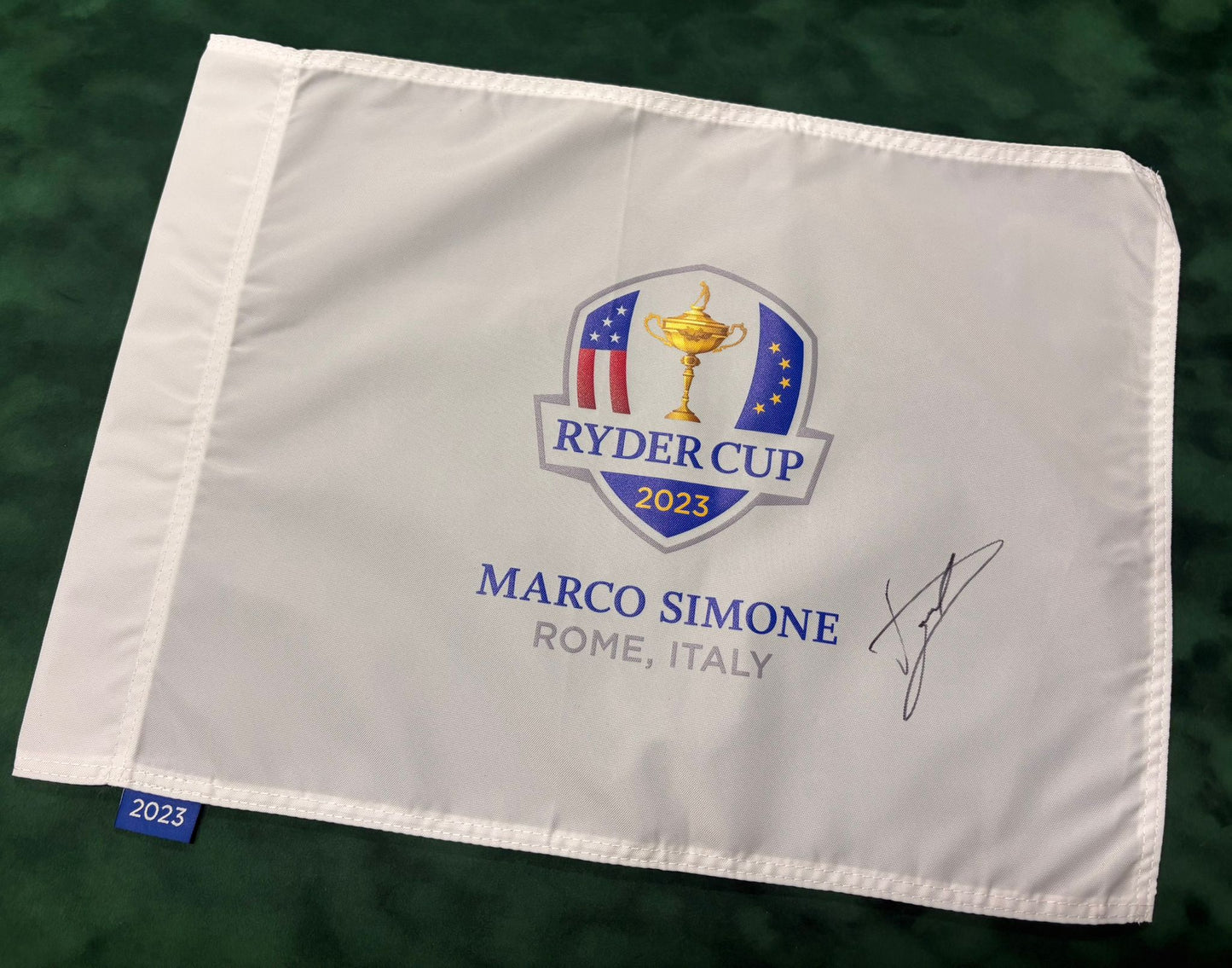 Luke Donald 2023 Ryder Cup Winning Captain Signed Marco Simone Golf Flag + COA
