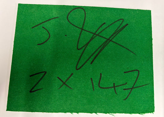 Jackson Page Signed 2x 147 Break Snooker Baize (8x6 inch approx) + Cert
