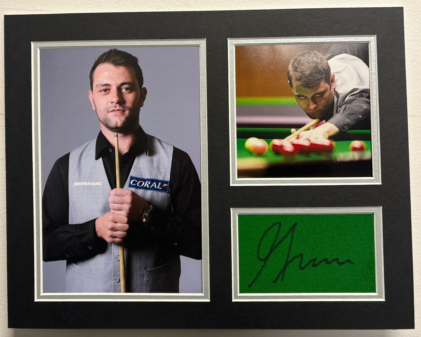 Professional Snooker Player Mitchell Mann Signed Table Baize Display + Cert