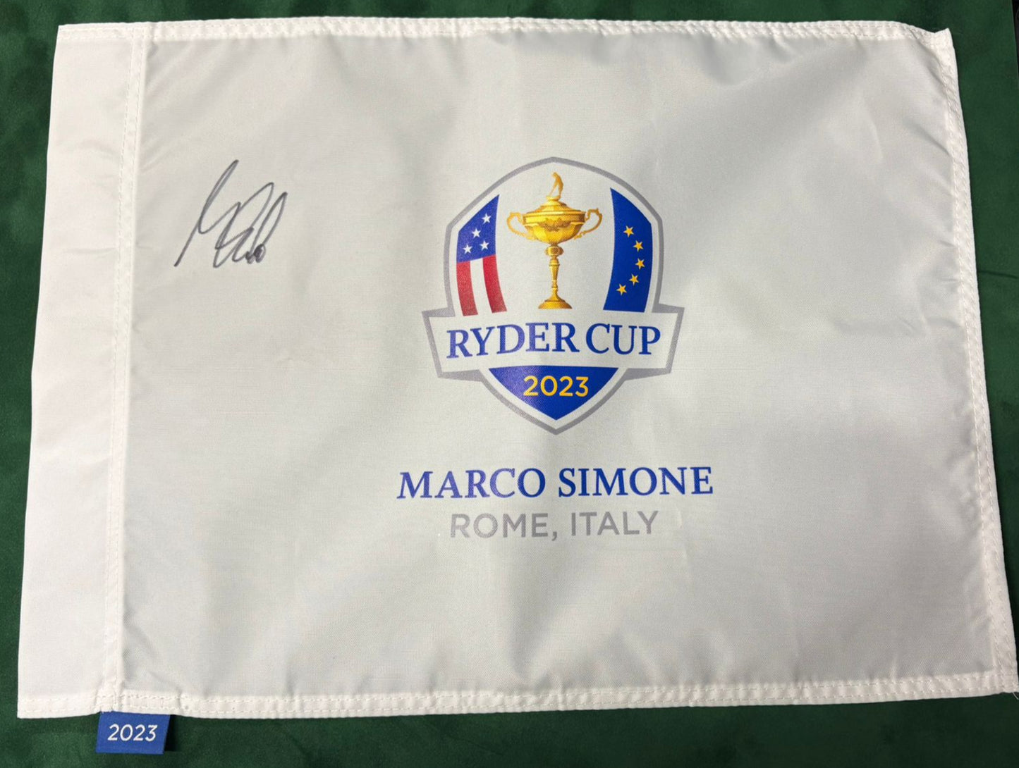 Matt Fitzpatrick Signed 2023 Ryder Cup at Marco Simone Golf Flag + Dealer COA