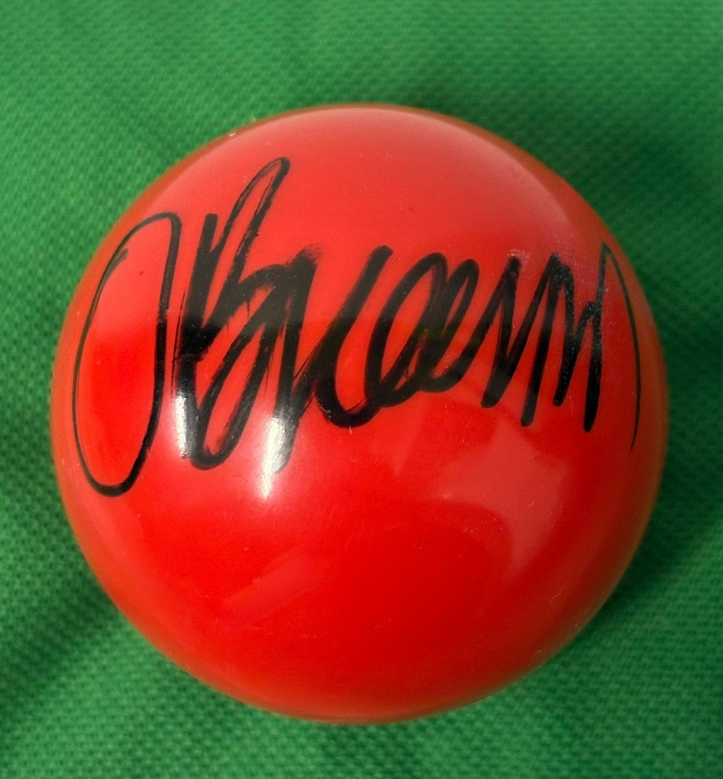 Red Snooker Ball Signed by English Snooker Player Oliver Brown + Dealer COA