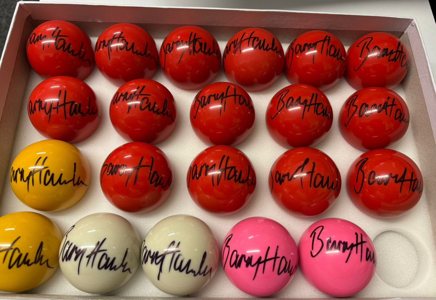 Barry 'The Hawk' Hawkins Signed Pink Snooker Ball + Dealer COA