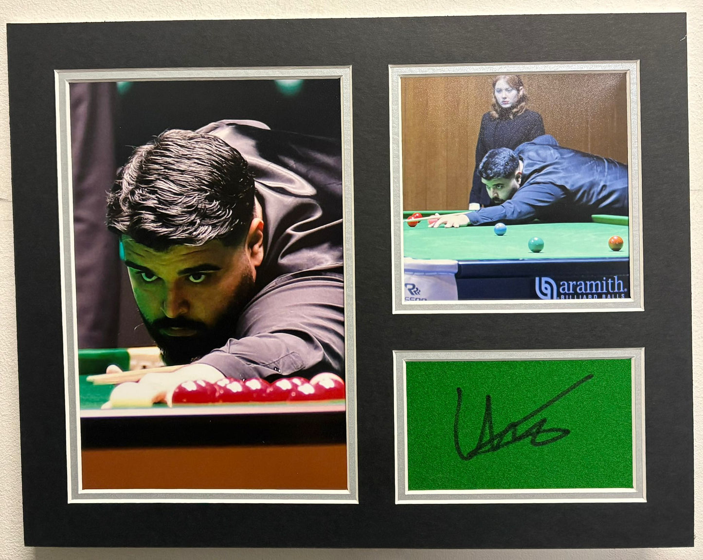 Professional Snooker Player Umut Dikme Signed Table Baize Display + Dealer COA