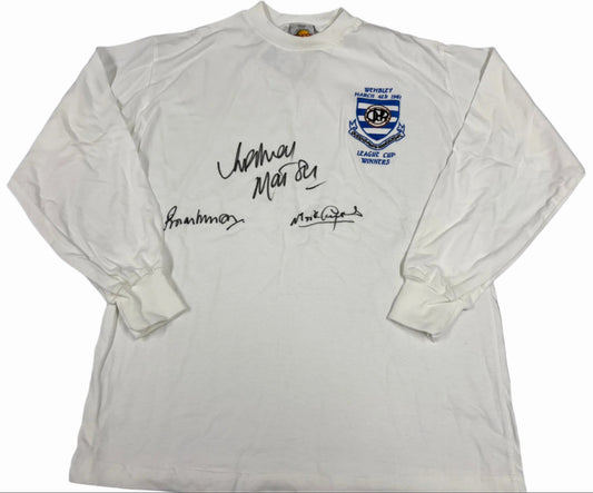 1967 QPR League Cup Winners Football Shirt Signed by R Marsh, R Morgan & M Lazarus + COA