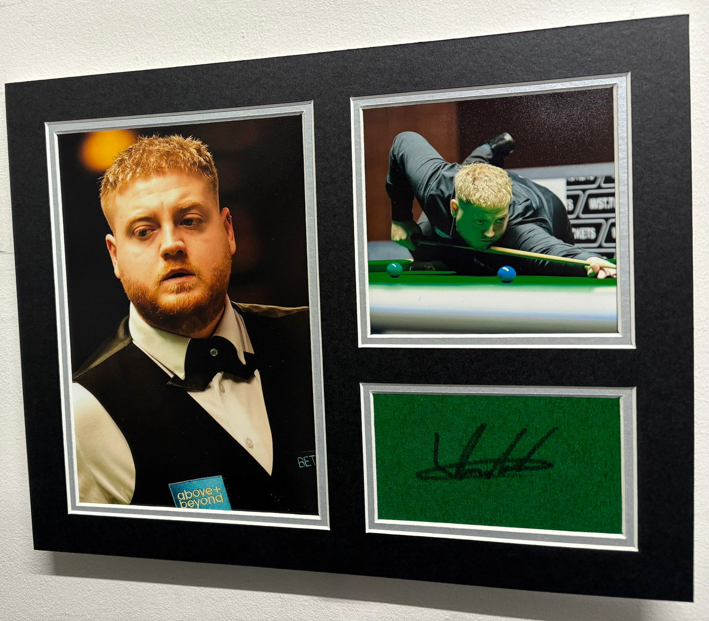 Professional Snooker Player Louis Heathcote Signed Table Baize Display + Cert