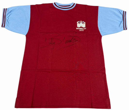 Billy Bonds West Ham Legend Signed Wembley 1975 FA Cup Final Retro Football Shirt + COA