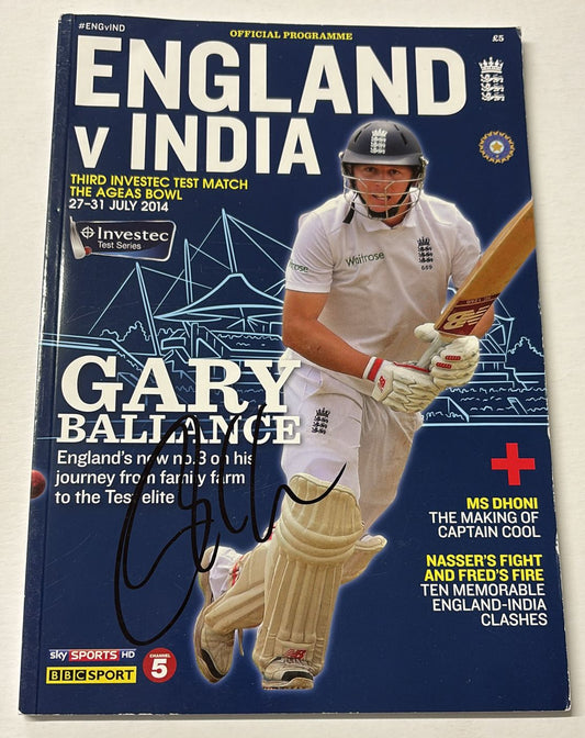 Cricket Player Jos Buttler Signed 2014 England vs India Third Test Match Programme + COA