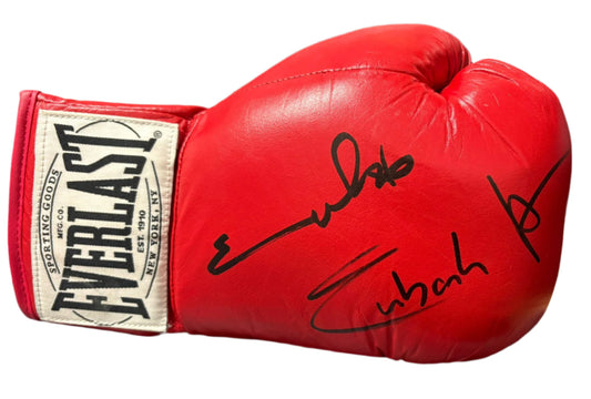 Champion Boxers Chris Eubank Jnr & Snr Signed Red Everlast Boxing Glove + Cert