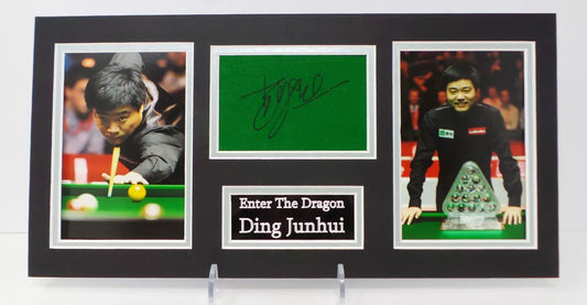 Chinese Snooker Champion Ding Junhui Signed Green Baize Display with COA