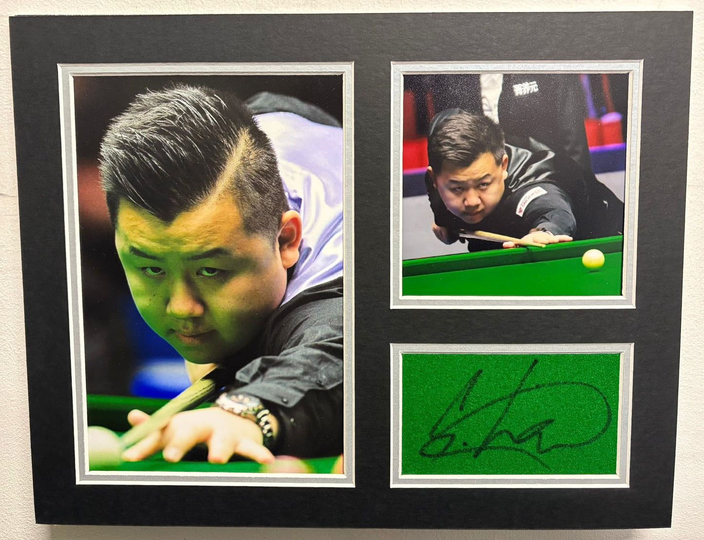Professional Snooker Player Sanderson Lam Signed Table Baize Display + Cert