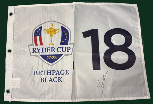 Luke Donald Captain Signed 2025 Ryder Cup at Bethpage Black Golf Flag + COA