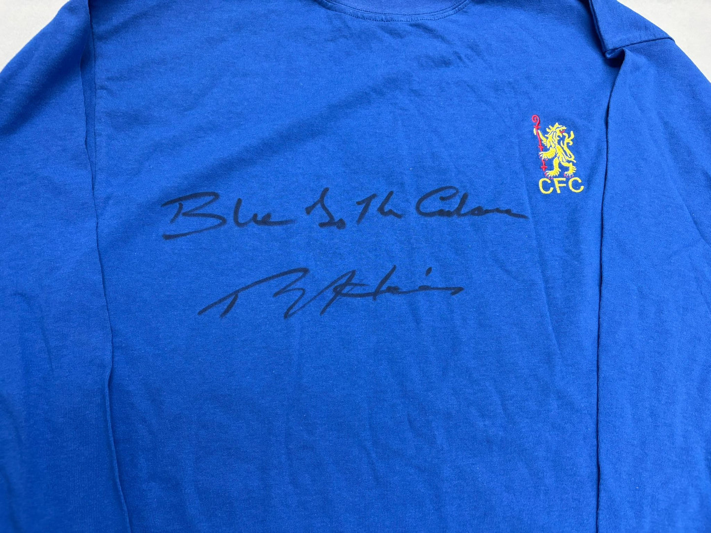Ron Harris Signed Chelsea FC 1970's Classic 'Blue is the Colour' Football Shirt + Cert