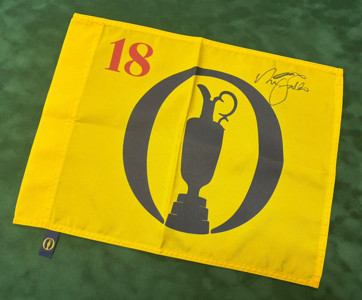 Sir Nick Faldo World Golf Hall of Fame Member Signed Undated Open Pin Flag + COA