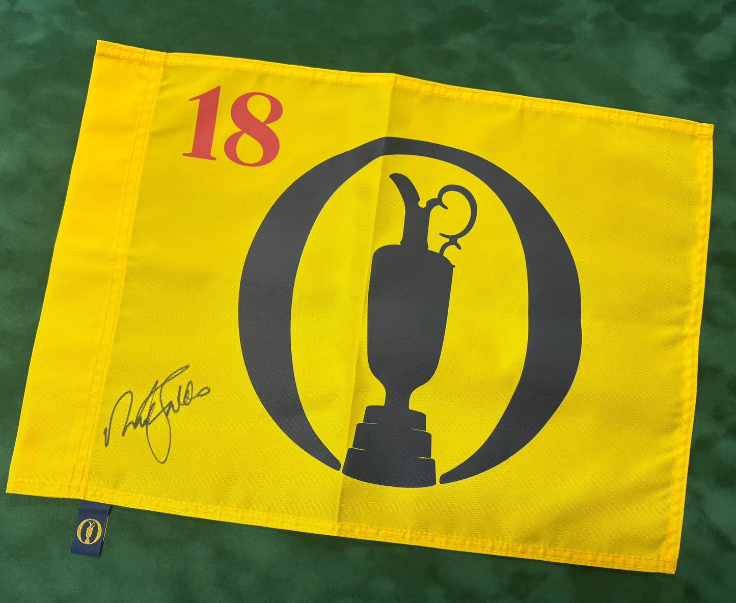 Sir Nick Faldo Golf Legend & Major Champion Signed Undated Open Pin Flag + COA