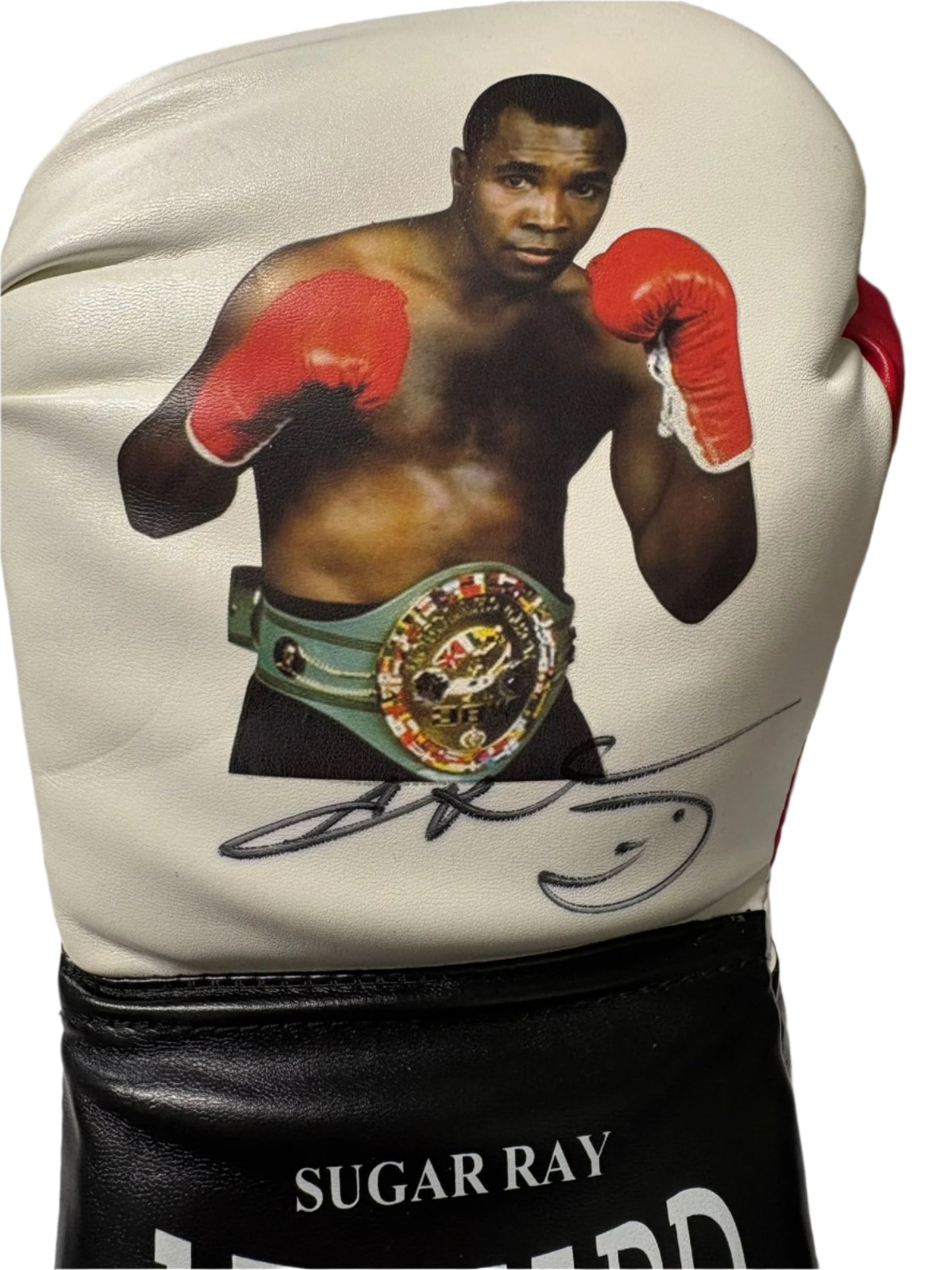 The GOAT of Boxing Sugar Ray Leonard In Person Signed Special Photo Boxing Glove + Cert
