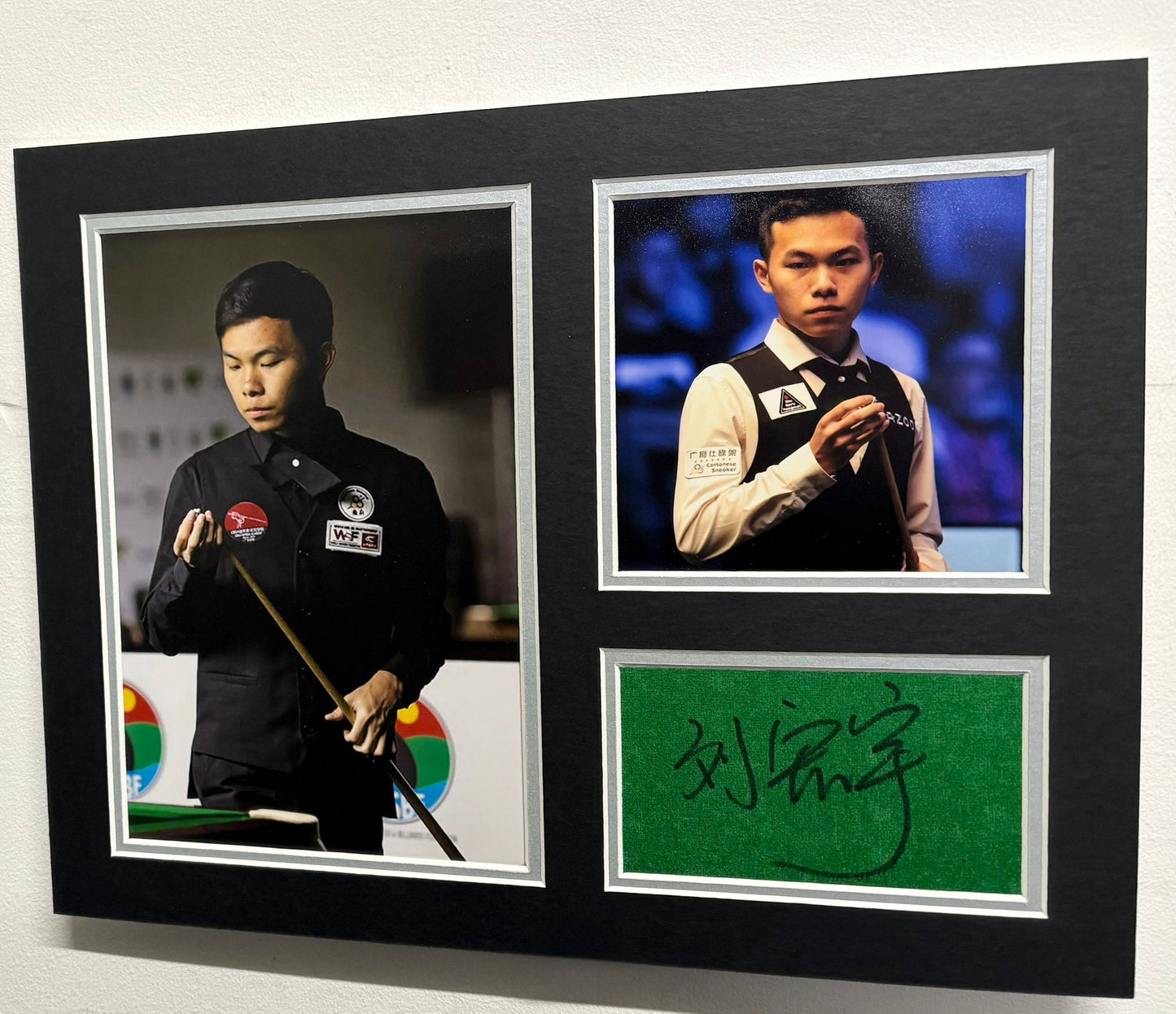 Professional Snooker Player Liu Hongyu Signed Table Baize Display + Dealer COA