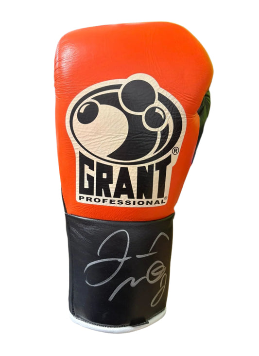 Floyd Mayweather Jr Signed Orange & Black Grant Boxing Glove + Dealer COA
