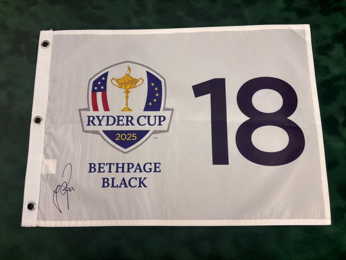 Justin Rose 5x Ryder Cup Champion Signed 2025 Bethpage Black Golf Flag + Cert