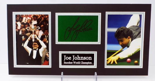 Joe Johnson Signed World Snooker Champion Green Baize Display with COA