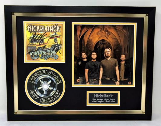 Nickelback Complete Band Signed & Framed 'Get Rollin' CD Display with COA