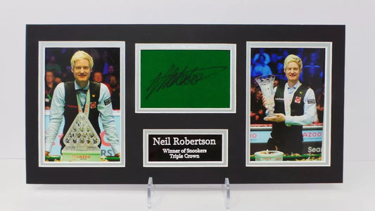 Neil Robertson Signed World Snooker Champion Green Baize Display with COA