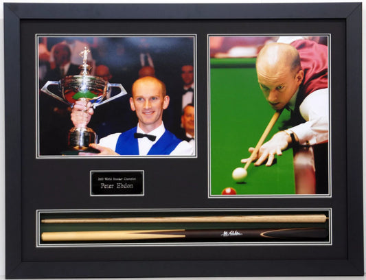 Peter Ebdon World Snooker Champion Hand Signed Framed Snooker Cue & Photo Display + Dealer COA