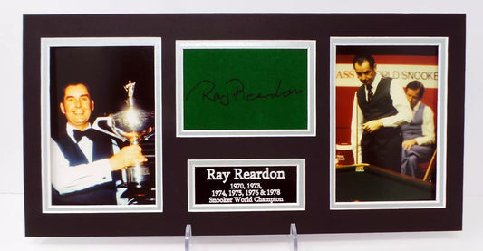 Ray Reardon World Snooker Champion Signed Green Baize Display with COA