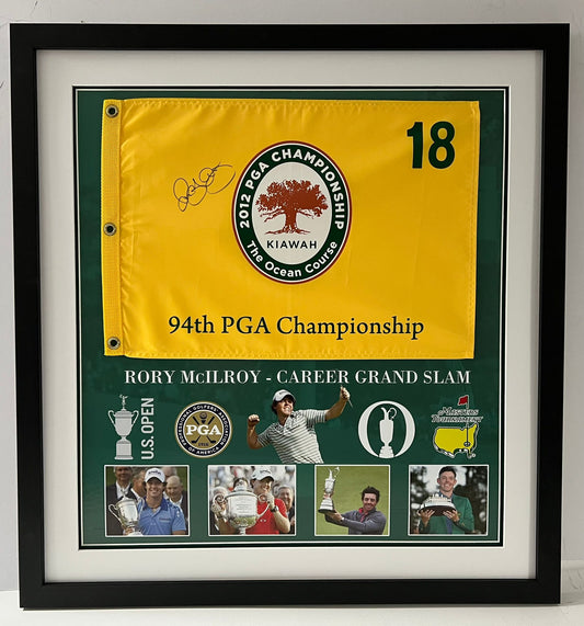 Rory McIlroy 2012 US PGA Championship & Career Grand Slam Winner Signed Golf Flag Display + Cert