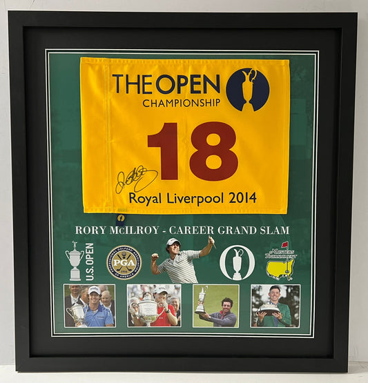 Rory McIlroy 2014 Open & Career Grand Slam Winner Signed Golf Flag Display + COA