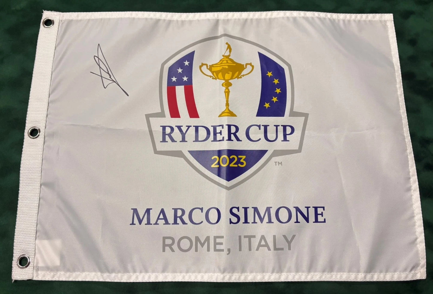 Luke Donald 2023 Ryder Cup Winning Captain Signed Marco Simone Golf Flag + Cert