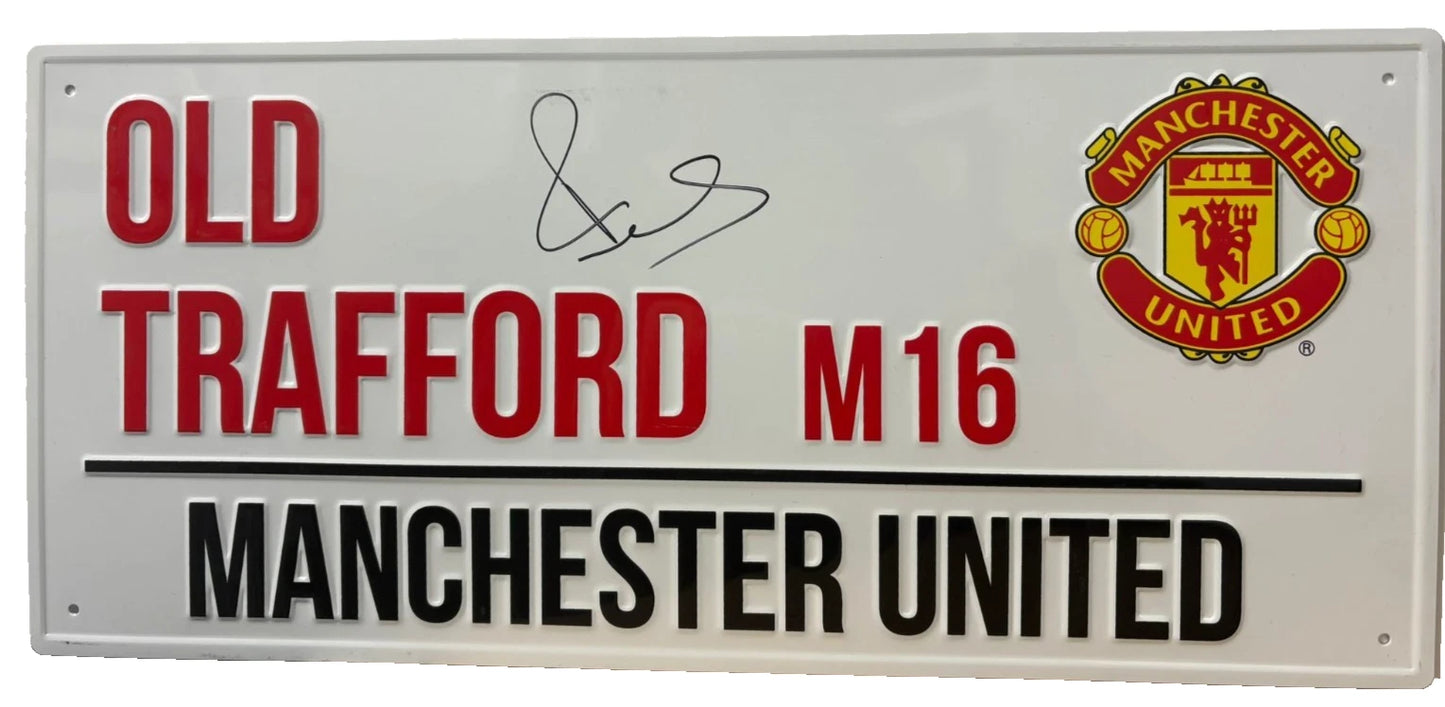 Paul Scholes Signed Manchester United Old Trafford Football Street Sign + Cert