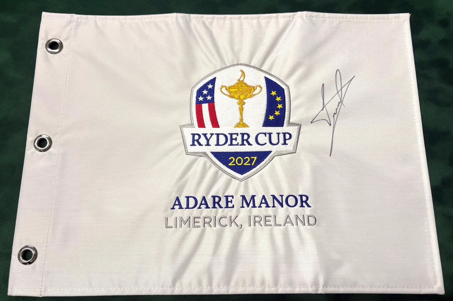 Luke Donald 2027 Team Europe Ryder Cup Captain Signed Adare Manor Golf Flag + COA