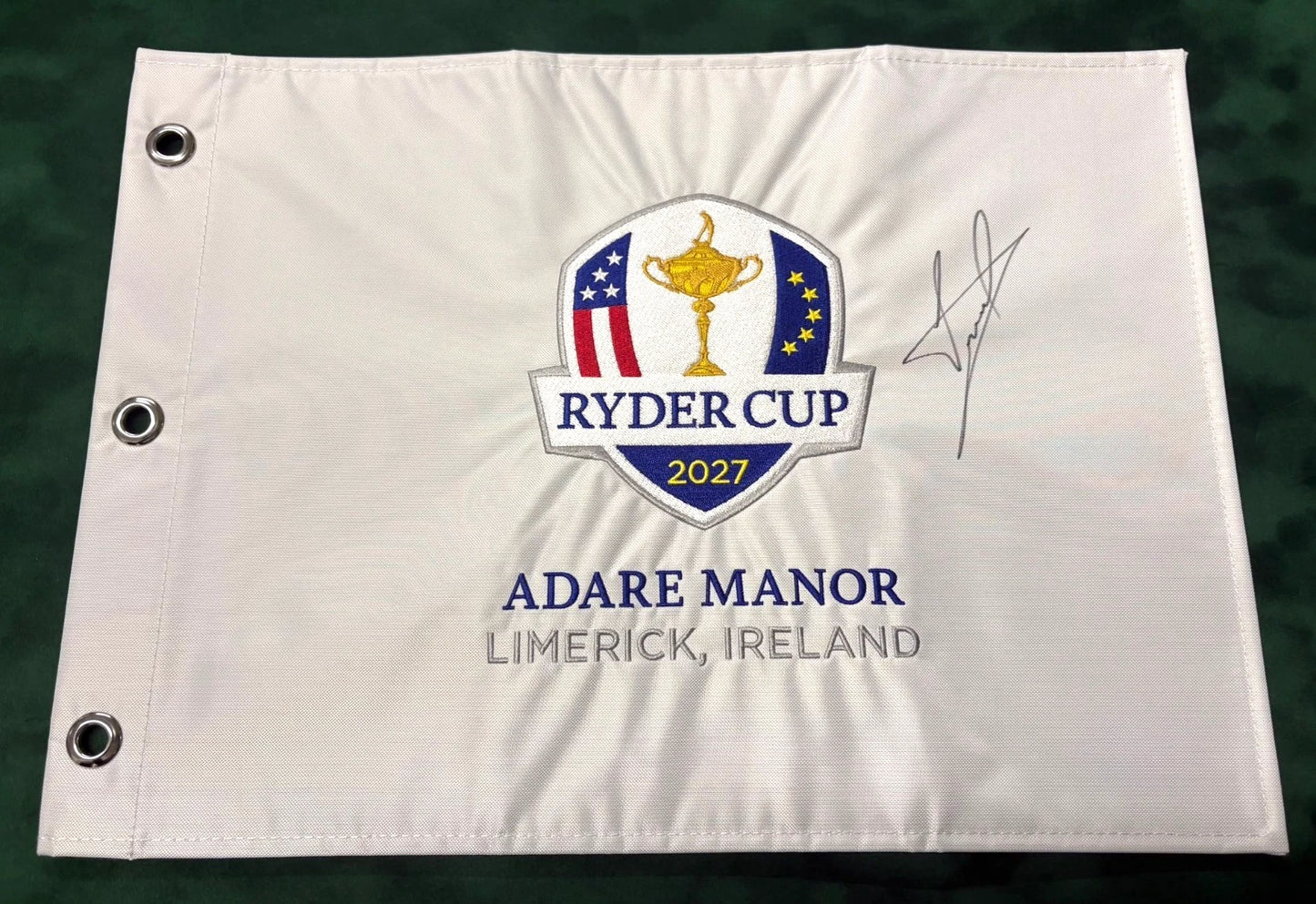 Luke Donald 2027 Team Europe Ryder Cup Captain Signed Adare Manor Golf Flag + COA