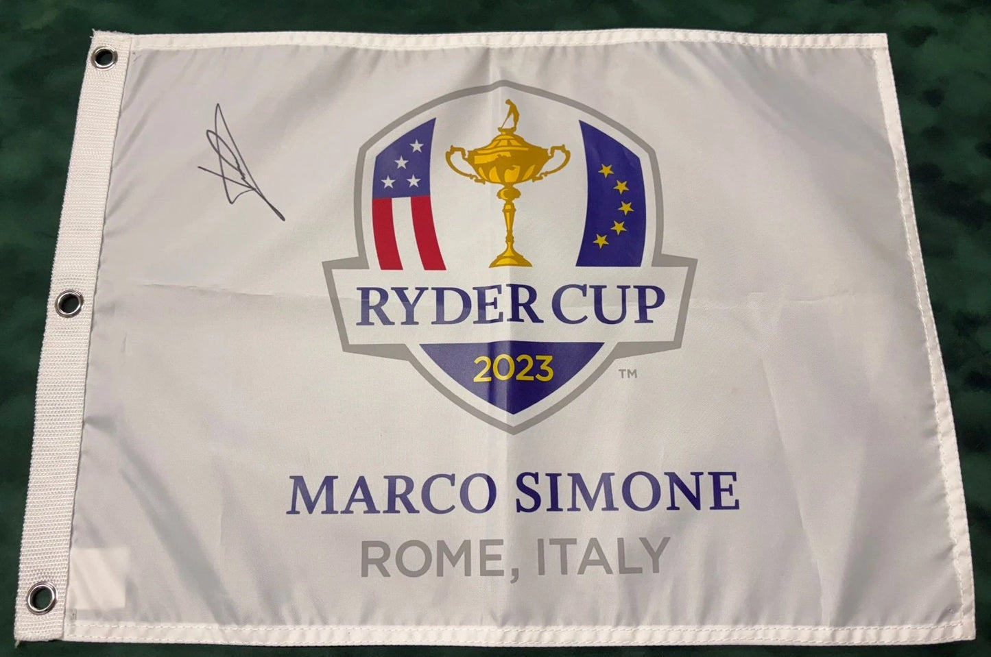 Luke Donald 2023 Ryder Cup Winning Captain Signed Marco Simone Golf Flag + Cert