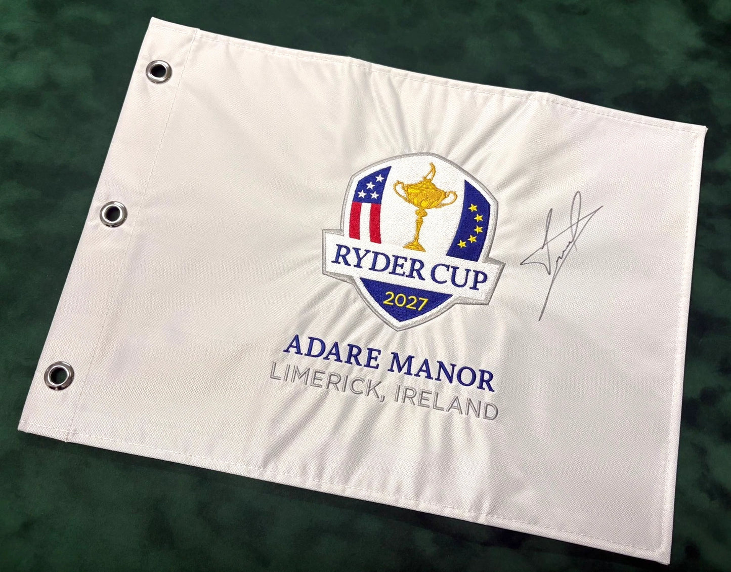 Luke Donald 2027 Team Europe Ryder Cup Captain Signed Adare Manor Golf Flag + COA